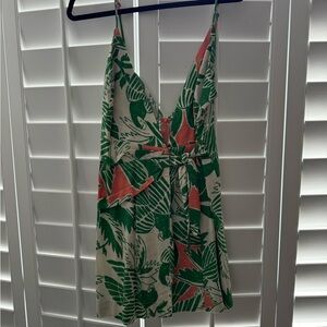 Farm Rio Tropical Green and Coral Dress